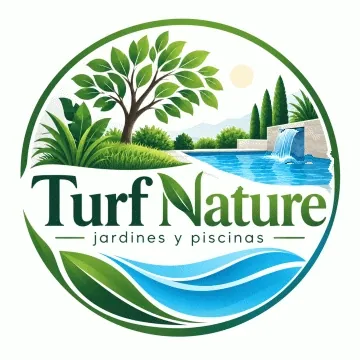 Logo animado de Turfnature con agua fluyendo y hojas moviéndose